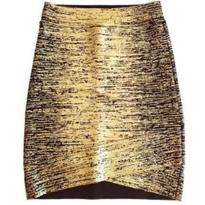 BCBGMaxAzria Gold and Black Pencil Skirt